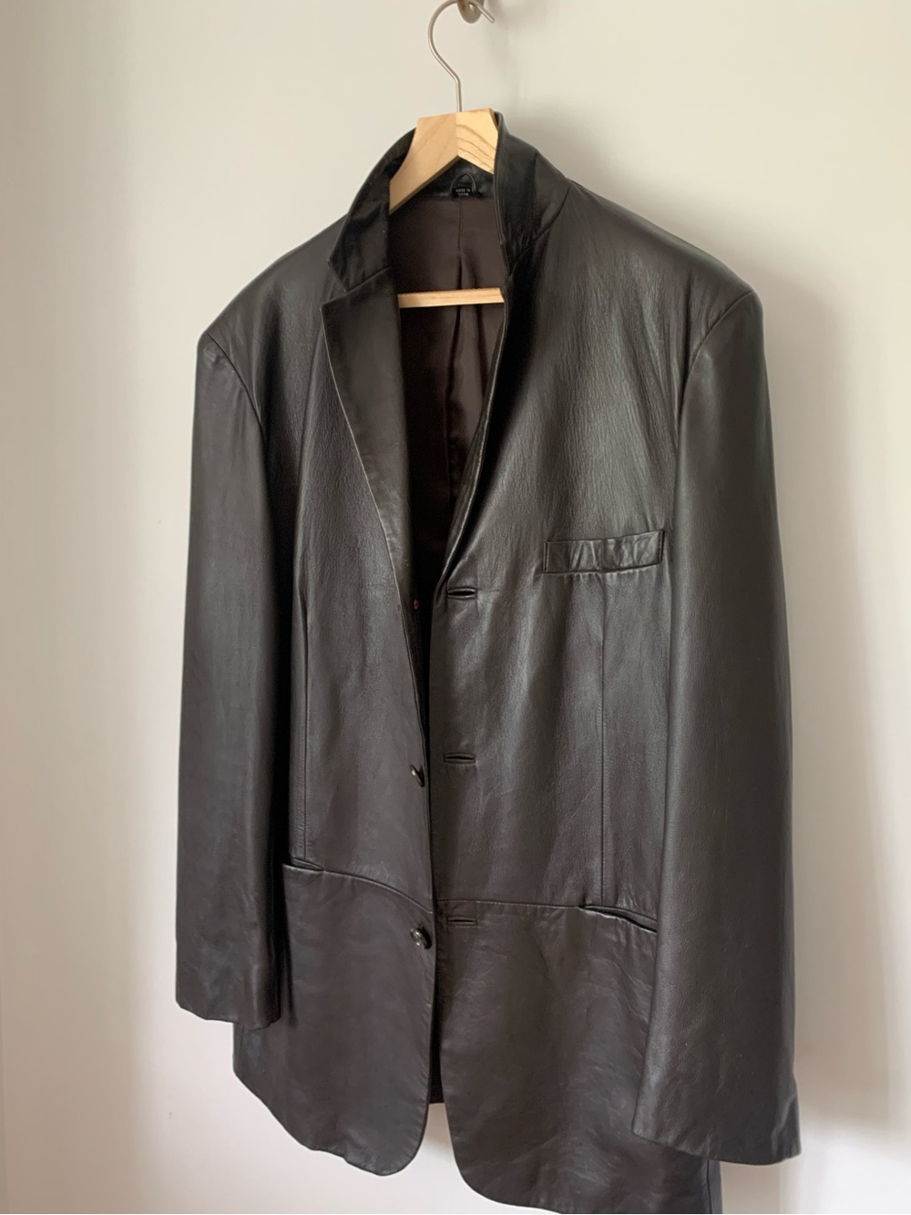 Alfani Men Black Leather Blazer Jacket